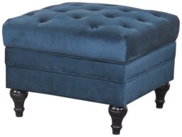 Habitat Chesterfield Velvet Storage Footstool - Blue - thumbnail 1