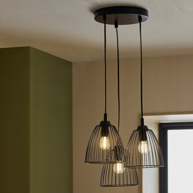 Argos Home Metal 3 Light Cluster Pendant Light - Black - image 1