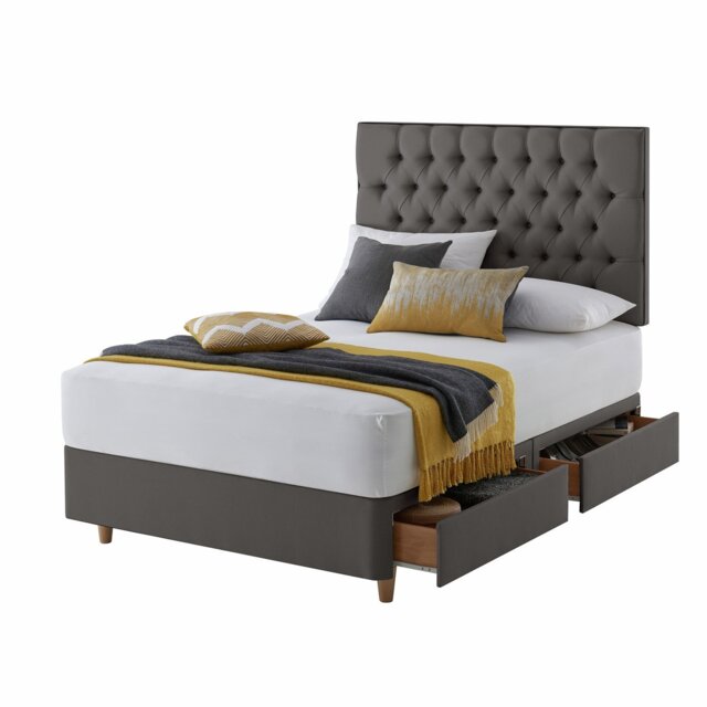 Silentnight Sassaria Superking 4 Drawer Divan Bed - Slate Grey - image 1