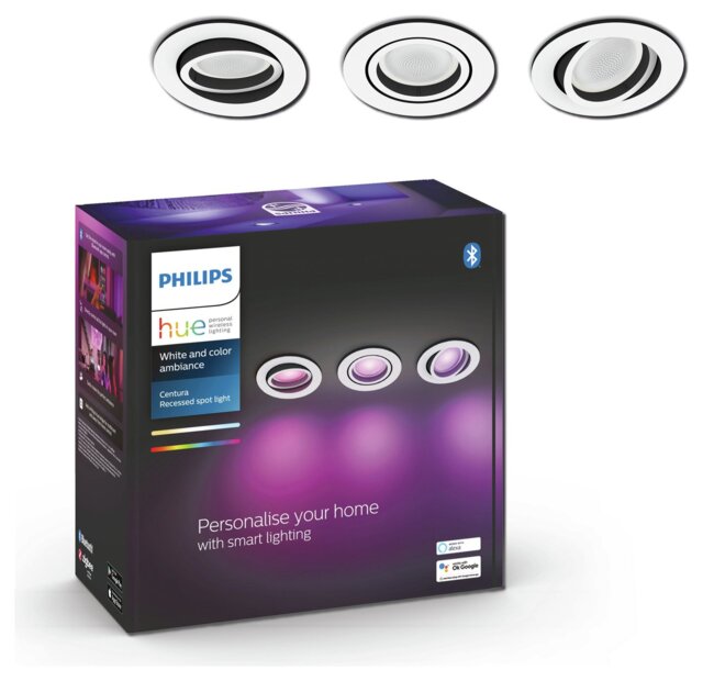 Philips Hue Centura Recessed 3 Light LED Spotlight - White - image 1