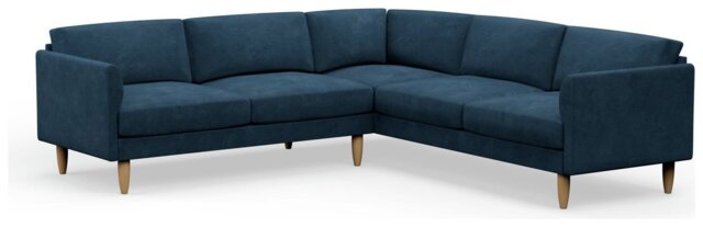 Hutch Velvet Curve Arm 7 Seater Corner Sofa - Ink Blue - image 1