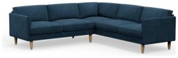 Hutch Velvet Curve Arm 7 Seater Corner Sofa - Ink Blue - thumbnail 1