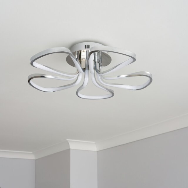 BHS Corolla Metal 5 Petals LED Flush Ceiling Light - Chrome - image 1
