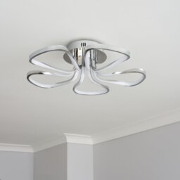 BHS Corolla Metal 5 Petals LED Flush Ceiling Light - Chrome - thumbnail 1