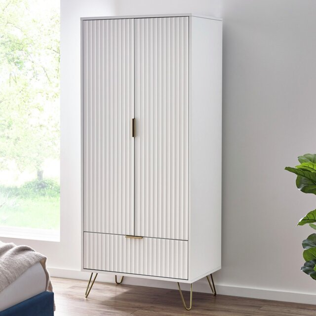 Julian Bowen Murano 1 Drawer 2 Door Wardrobe - White - image 1