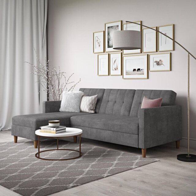 Dorel Hartford Velvet Clic Clac Sofa Bed - Grey - image 1
