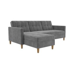 Dorel Hartford Velvet Clic Clac Sofa Bed - Grey - thumbnail 2