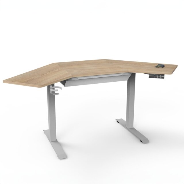 Koble Gino Corner Height Adjustable Desk - Light Wood - image 1
