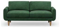 Hutch Velvet Round Arm 3 Seater Sofa - Sage Green - thumbnail 1