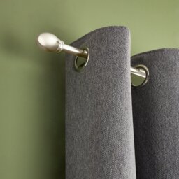 Argos Home Extendable Metal Pommel Satin Nickel Curtain Pole - 120 - 210cm - thumbnail 2