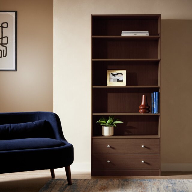 Argos Home Maine 2 Drawer Bookcase - Walnut - image 1