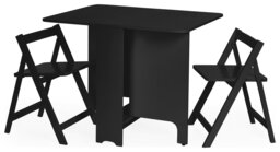 Julian Bowen Gatan Black Dining Table & 2 Black Chairs - thumbnail 1