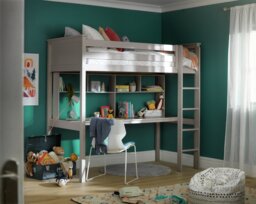 Habitat Brooklyn High Sleeper Bed, Desk & Shelf - Grey - thumbnail 1