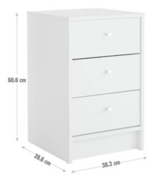 Argos Home Malibu 3 Drawer Bedside Table - White - thumbnail 2