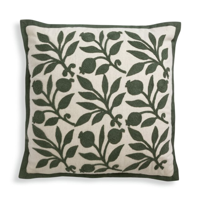 Habitat x Morris & Co. Rosehip Crewel Cushion - Green - image 1