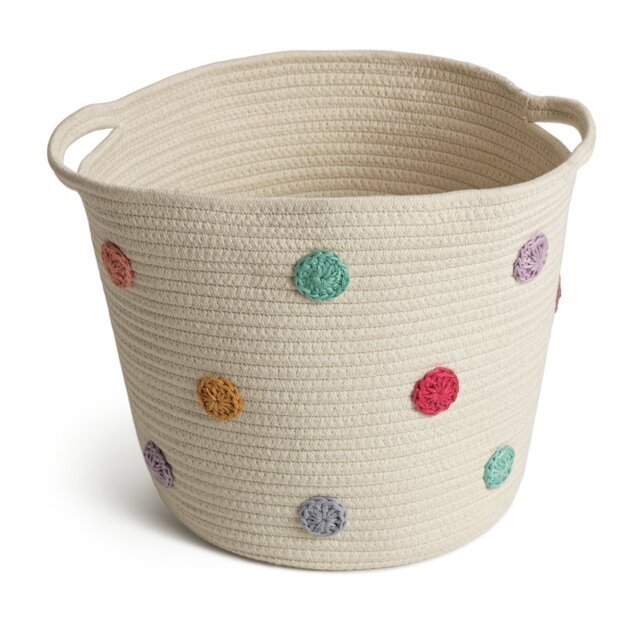 Habitat 35 Litre Spot Rope Storage Basket - White - image 1