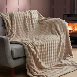 Silentnight Snugsie Bubble Fleece Giant Blanket - Natural - thumbnail 1