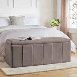 Argos Home Pandora Velvet Storage Ottoman - Taupe