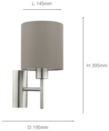 EGLO Pasteri Steel Wall Light - Taupe - thumbnail 2