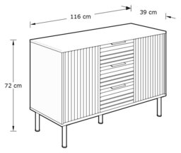 GFW Nervata 2 Door 3 Drawer Sideboard - Natural - thumbnail 2
