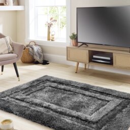 Origins Frame Charcoal Shaggy Rug - 160x230cm - thumbnail 1