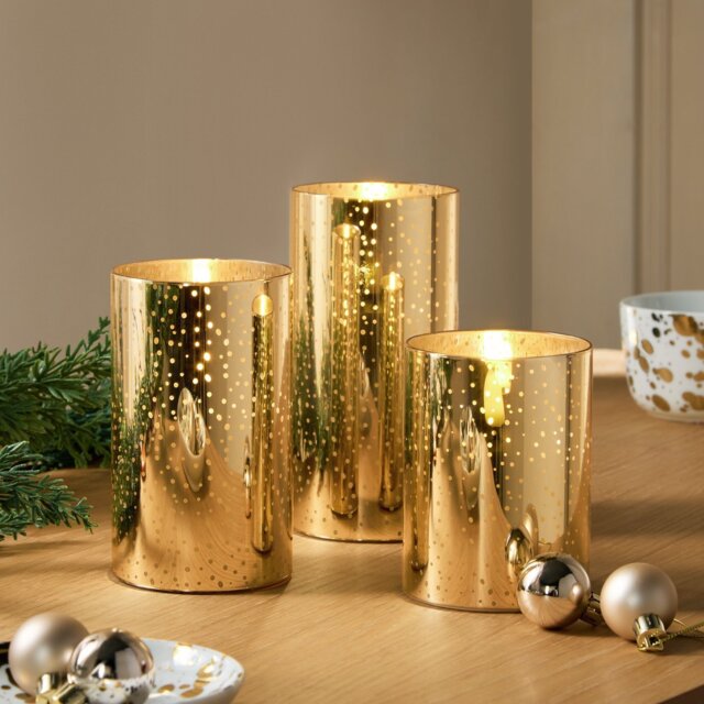 Argos Home Pack of 3 Gold LED Candles Christmas Decoration - image 1