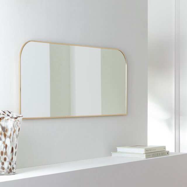 Habitat Gold Round Edge Rectangular Wall Mirror - 40x100cm - image 1