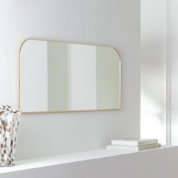 Habitat Gold Round Edge Rectangular Wall Mirror - 40x100cm - thumbnail 1