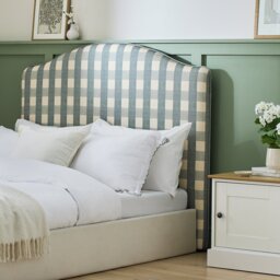 Argos Home Sutton Gingham Double Headboard - Blue & White - thumbnail 1