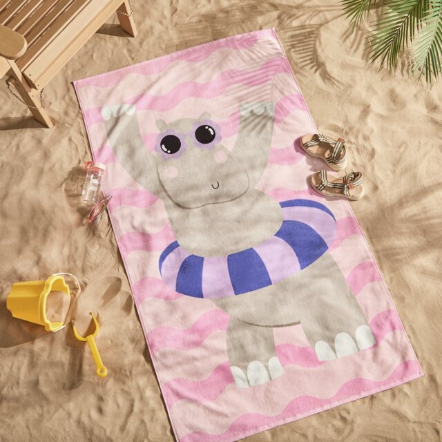 Argos Home Hippo Wave Beach Towel - Pink - image 1