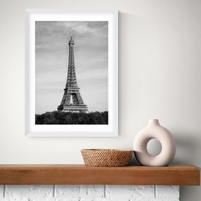 East End Prints Eiffel Tower White Frame Art Print - A3 - image 1