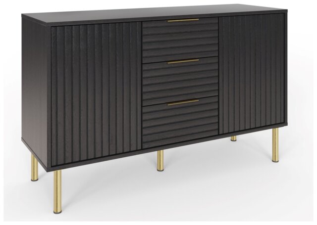 GFW Nervata 2 Door 3 Drawer Sideboard - Black - image 1