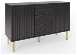 GFW Nervata 2 Door 3 Drawer Sideboard - Black - thumbnail 1