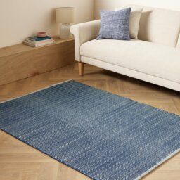 Argos Home Herringbone Navy Cotton Flatweave Rug - 120x170cm - thumbnail 1