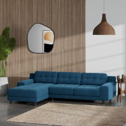 Habitat Hendricks Left Hand Corner Sofa - Ink Blue-Black Leg - thumbnail 2