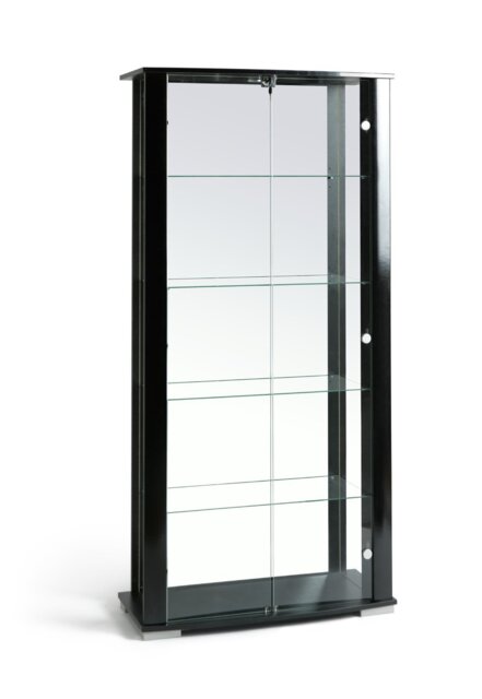 Argos Home Stella 2 Glass Door Display Cabinet - Black Gloss - image 1