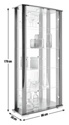 Argos Home Stella 2 Glass Door Display Cabinet - Black Gloss - thumbnail 2