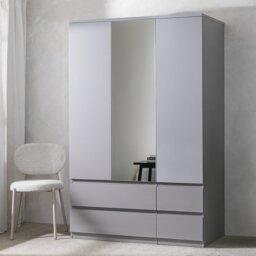 Argos Home Jenson 3Door 4Drawer Mirror Wardrobe -Grey Gloss