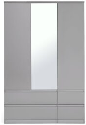 Argos Home Jenson 3Door 4Drawer Mirror Wardrobe -Grey Gloss - thumbnail 2