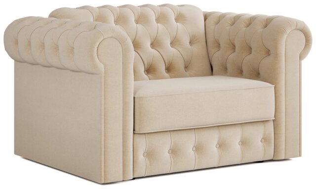 Jay-Be Chesterfield Fabric Cuddle Chair Sofa Bed - Cream - image 1