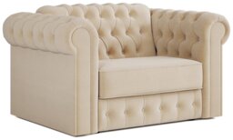 Jay-Be Chesterfield Fabric Cuddle Chair Sofa Bed - Cream - thumbnail 1