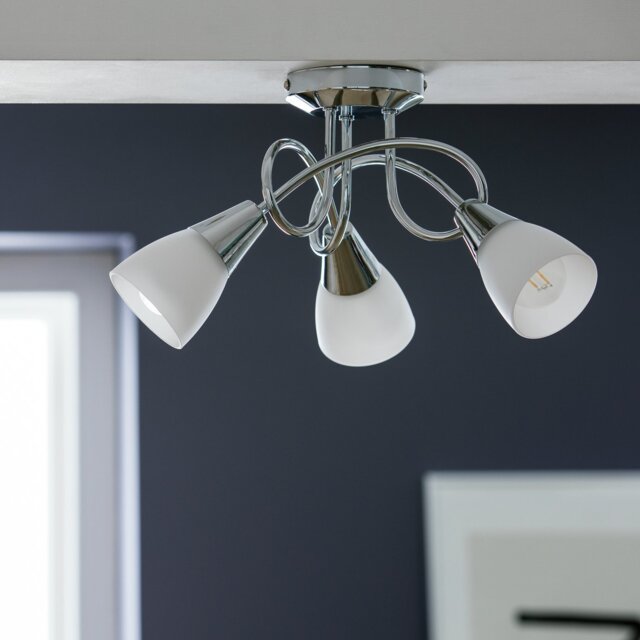 Argos Home Curico 3 Light Glass Opal Ceiling Light - Chrome - image 1