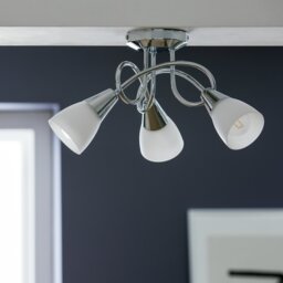 Argos Home Curico 3 Light Glass Opal Ceiling Light - Chrome - thumbnail 1