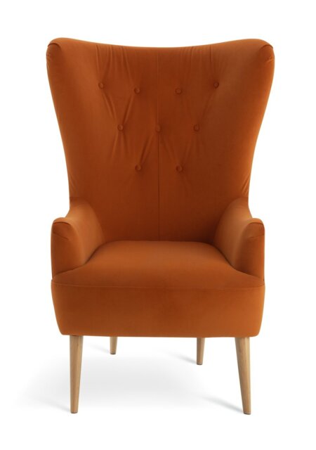 Habitat Vito Velvet Wingback Chair Orange by Argos