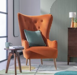 Habitat Vito Velvet Wingback Chair - Orange - thumbnail 2