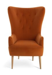 Habitat Vito Velvet Wingback Chair - Orange - thumbnail 1
