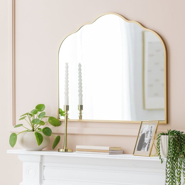 Argos Home Gold Overmantle Curved Wall Mirror - 70x60cm - image 1