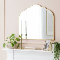 Argos Home Gold Overmantle Curved Wall Mirror - 70x60cm - thumbnail 1
