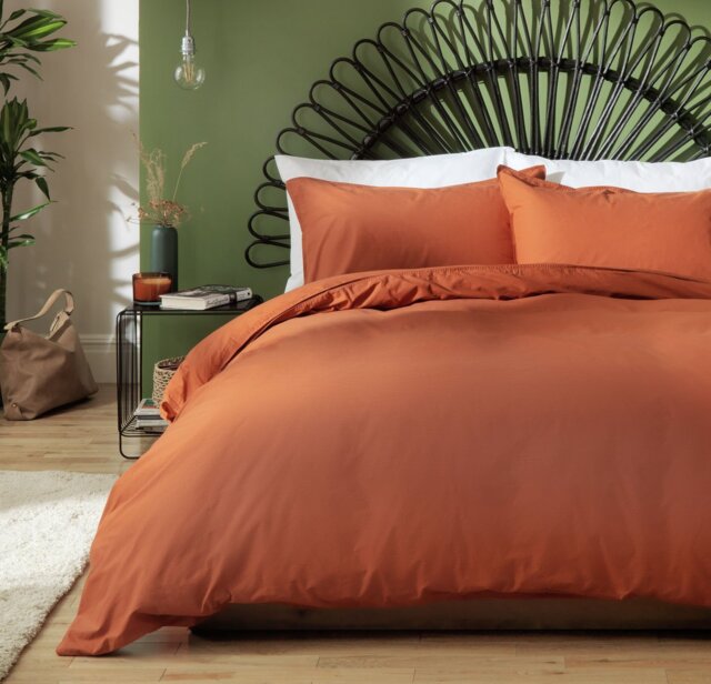 Habitat Cotton Linen Plain Rust Bedding Set - Kingsize - image 1