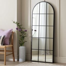 Habitat Black Window Full Length Arch Wall Mirror - 140x65cm - thumbnail 1